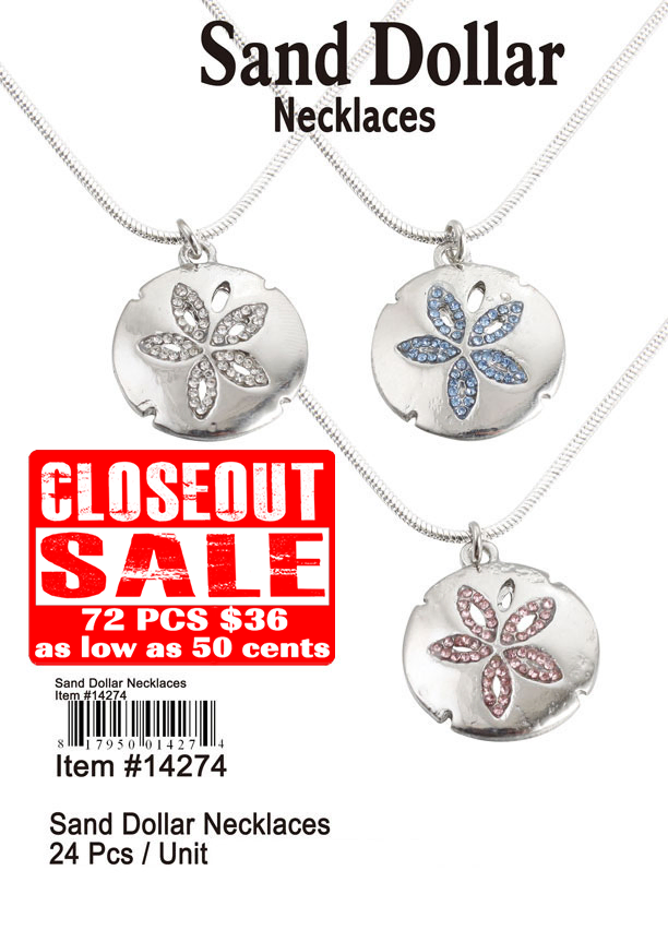 Sand Dollar Necklaces - Closeout 72 Pcs.